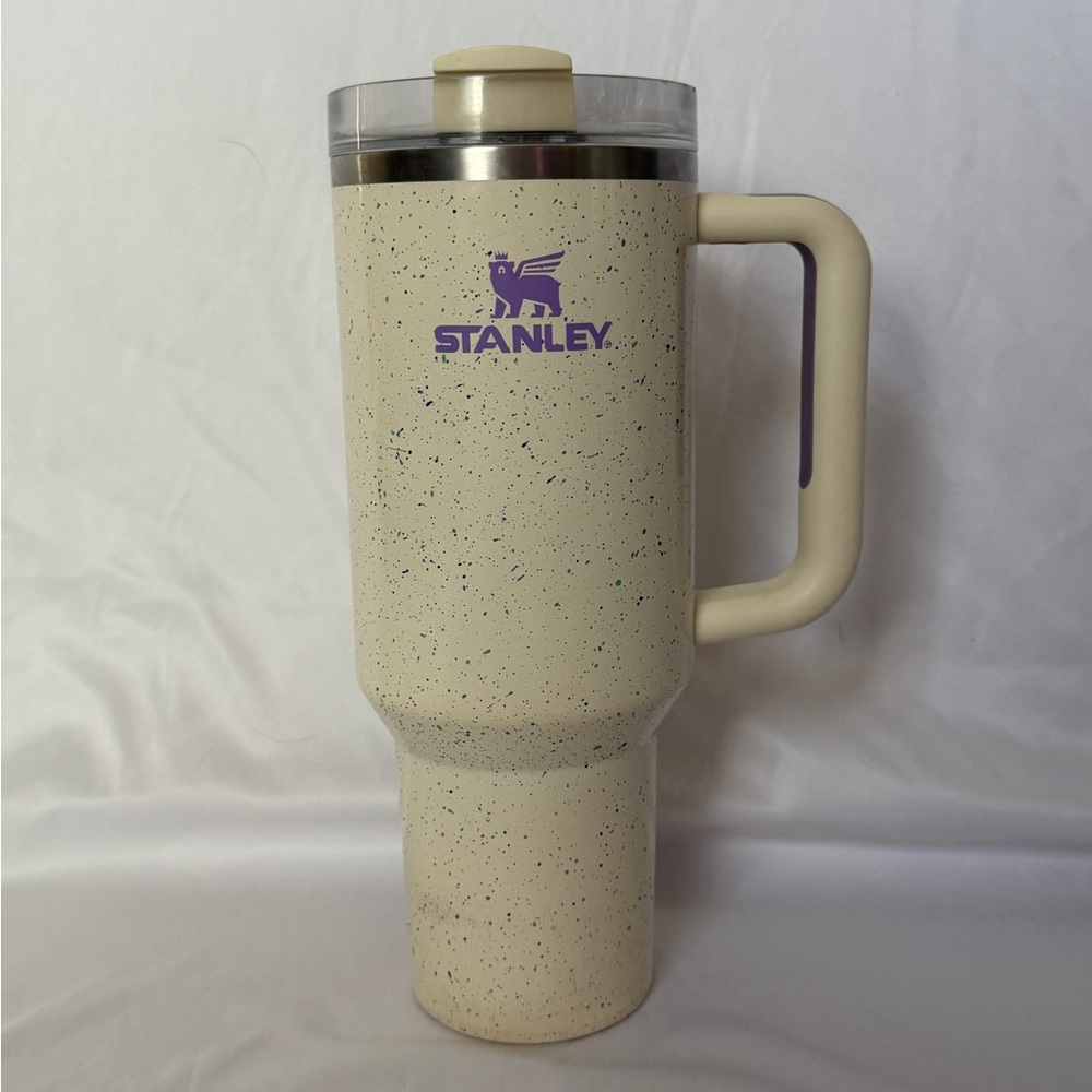 Mi Cream Speckled Mug with Purple Accents